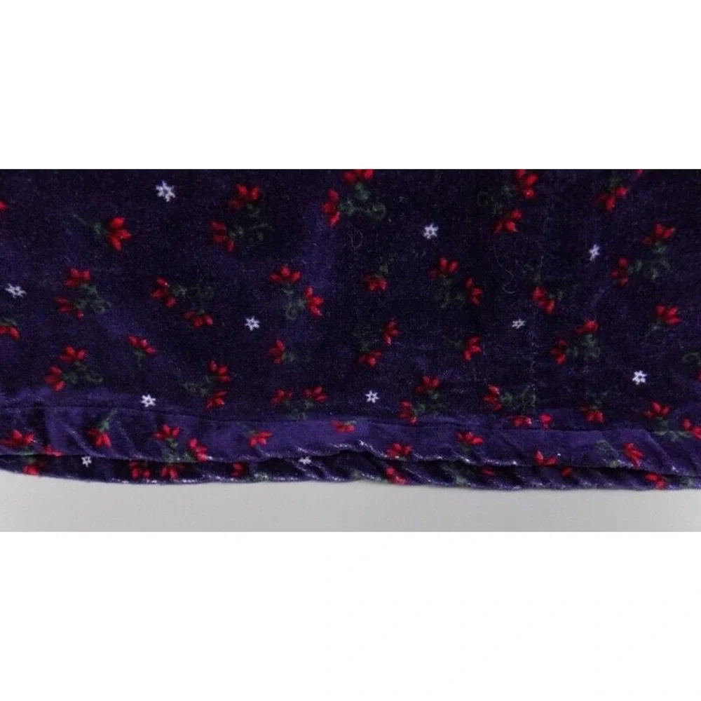 Vintage OshKosh Velour Velvet Purple Dress w/ Red White Flowers Size 5